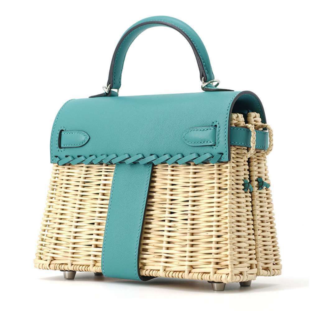 Hermes Kelly Picnic Mini Vert Verone Silver Hardware Swift Willow Y Stamp - Picture 2 of 13